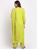 Anni Designer Women'S Cotton Straight Kurta With Palazzo & Dupatta (Kpzd-Cot-10036-Light Green_S_Light Green_Small),Light Green,S,Cotton Blend,Straight,Dupatta, Palazzo