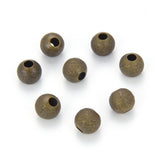 50pcs Stardust Round Beads 10mm Antique Bronze Plated Brass Spacer (Large Hole 3.8mm) for DIY Craft Jewelry Making CF212-10