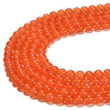 PLTbeads Gorgeous Orange Jade Natural Gemstone Loose Beads 10mm Smooth Round Approxi 15 inch DIY Bracelet Necklace for Jewelry M