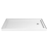 DreamLine SlimLine 32 in. D x 60 in. W x 2 3/4 in. H Right Drain Single Threshold Shower Base in White, DLT1132602