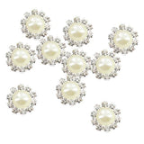 ATORSE 7xPhenovo Crystal Faux Pearl Buttons Flatback Decor DIY 14.5mm 10pcs Beige