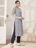 Pinkmint Kurta Set For Women Cotton Printed Straight Kurta With Pant (Pack Of 1) Multicolor21 Xl