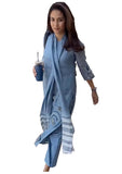 Gosriki Women'S Rayon Viscose Printed Straight Kurta With Pant & Dupatta (Gana Blue-Gs_L_Blue_Large),Blue,,B0DVPF64VR