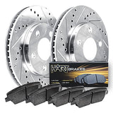 Hart Brakes Rear Brake Rotors Silver Drilled Slotted+Ceramic Pads Compatible For 1995-2002 Ford Explorer, Explorer Sport, Ranger