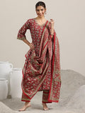 Libas Women'S Cotton Kurta Set (400358 Red 2Xl