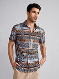 Toplot Men'S Causal Shirt With Short Sleeve & Geometric Print (Graphic-5081-Multi-Xxl) Multicolour,Multicolour,2,B0BVHYBQ9W