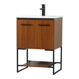 Elegant Decor Sloane 24 Mdf And Steel Single Bathroom Vanity In Teak