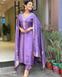 Anni Designer Women'S Rayon Viscose Embroidered Straight Kurta With Pant & Dupatta (Paritosh Purple_M_Purple_Medium),Purple,M,Rayon,Casual,