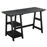 Convenience Concepts Designs2Go Trestle Desk with Shelves, 47, Black