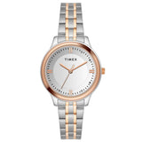 Timex Analog Watch For Women With Silver Round Dial & Two Tone Stainless Steel Bracelet Band Water Resistant Women'S Wrist Watch