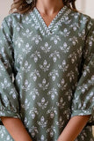 Lookmark Women'S Latest Printed Cotton Blend Straight Kurta And Afghani Pant Set Perfect For Casual And Office Wear (Az-Lm-P1-Ks2070 Green-Xl)