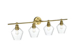 Living District Gene 4-Light Metal Wall Sconce In Black And Clear Glass