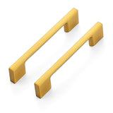 Ravinte Decor 5 Pack Kitchen Cabinet Handles 3.75 Hole Center Wide Foot Drawer Pulls - Gold Cabinet Pulls Solid Kitchen Hardware