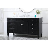 Elegant Decor Park Avenue 60 Metal Mdf Marble Single Bathroom Vanity In Black