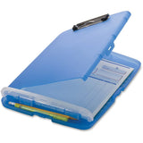Low Profile Storage Clipboard, 1/2 Capacity, Holds 8 1/2 x 11, Translucent Blue
