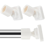 4 Pack Shower Curtain Rod Holders - Angled 25mm Bracket & Swivel Knobs Set, Complete Hardware for Sloped Walls (4, White)