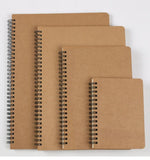 EatingBiting 4 pack Set Spiral Kraft Brown Notebooks A4 A5 A6 B5 Lined Notes Taking 100 Pages/50 for Work, Study, Notes Taking