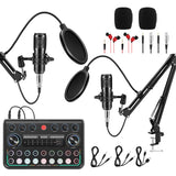 Znclces 2025 Upgraded Podcast Equipment Bundle for 2, Recording Studio Package with Pro Audio Interface(4 Customize SE) and Podc