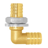Joywayus 5/8''ID Hose Barb Thru-Bulk Head Hex 90 Degree L Right Angle Elbow Union Brass Fitting Water/Fuel/Air