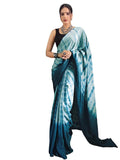 Satrani Women's Chinon Chiffon Printed & Ready To Wear Saree with Unstitched Blouse Piece (3371S334NA_Light Blue3)