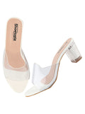 Shoetopia Womens/Girls White Transparent Solid Block Heels,White,5,B09NC1WDR1