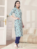 Pinkmint Kurta Set For Women Cotton Printed Straight Kurta With Pant (Pack Of 1) Multicolor16 2Xl