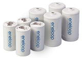 Eneloop Panasonic K-KJBS1/2E8A C Size Battery Adapters for Use with Ni-MH Rechargeable AA Battery Cells, 8 Pack