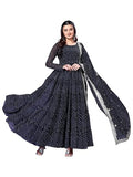 Wedani Georgette Anarkali Kurta Set For Women Black,BLACK,M