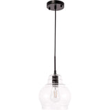 Living District Indoor Modern Home Decorative Bright Ceiling Pierce 1 Light Black And Clear Seeded Glass Pendant