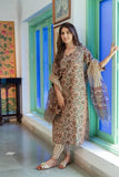 Anni Designer Women'S Rayon Blend Straight Printed Kurta With Pant & Dupatta (Sense Beige_S_Beige_Small),Beige,S,,,