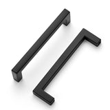 Ravinte 10 Pack Solid Kitchen Cabinet Handles Matte Black Cabinet Pulls Slim Drawer Pulls with 3-3/4 Inch Hole Center Square Bar