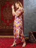 Anni Designer Women'S Cotton Blend Straight Printed Kurta With Pant (Samlok Begani_M_Begani_Medium),Begani,M,Cotton Blend,Regular,