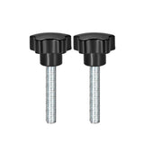 uxcell 2 Pcs Star Knobs Grips M10 x 60mm Male Thread Steel Zinc Stud Black PP