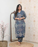 Gosriki Women'S Rayon Viscose Straight Printed Kurta With Pant (Kadai Blue-Vks02-Gs_Xxl_Blue_Xx-Large),Blue,2,B0F1SR9D5S
