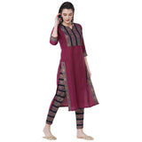 Gosriki Women'S Cotton Straight Kurta With Trousers (Ziya-Wine_Xl_Purple_X-Large),Purple,,B0983VP5WD
