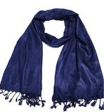 Kosweem Plain 3D Fashionable Woolen Winter Wear Thin Scarf/Stole/Shawl For Baby Girls Womens(Navy Blue)