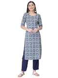 Pinkmint Kurta Set for Women Cotton Printed Straight Kurta with Pant (Pack of 1)