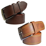 Sunshopping MenS Synthetic Leather Brown And Tan Needle Pin Point Buckle Belts Combo(Nurto40)