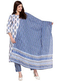 Anni Designer Women'S Cotton Straight Kurta With Pant & Dupatta (Kptd-Cot-10018-White_S_White_Small),White,S