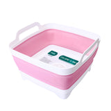 FOSJGO 2.4 Gal(9L) Collapsible Dish Basin with Drain Plug,Space Saving Multiuse Foldable Sink Tub,Dishpan,Kitchen Sink for Campi