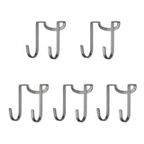 Dewell Multi-Use Over Cabinet Hook, 5 Pack, Stainless Steel, Double Hook for Drawer Cabinet, Closet, Fence, Kitchen and Bathroom