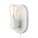GLOBE Electric 65000134 1-Light Plug-in or Hardwire Wall Sconce, Matte White, 6ft White Fabric Covered Cord, Inline On/Off Rocke