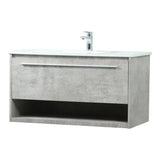 Elegant Decor Roman 36 Aluminum Alloy Mdf Single Bathroom Vanity In Gray