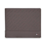Tommy Hilfiger MenS Leather Wallet Ergates | Brown Printed Global BiFold With SideClosure Coin Pocket | Stylish Purse For Gen