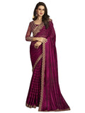 Satrani Womens Pure Chiffon Saree (3568S125N_Wine & Dark Magenta)