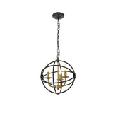 Elegant Lighting Living District Octavia 3-Light Mid-Century Metal Pendant In Brass/Dark Brown