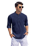 Bellstone Men'S Cotton Blend Solid Regular (Kurta_Navy Blue_S)