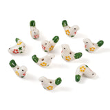 Boutigem 10Pcs White Pigeon Porcelain Beads Pigeon with Flower Pattern Ceramic Beads Floral Bird Handmade Craft Bead Animal Spac