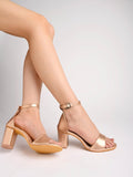 Shoetopia Stylish Ankle Strap Rose-Gold Block Heeled Sandals For Women & Girls /Uk8,Rose-Gold,8,B0CBMQ51WF