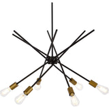 Living District Indoor Modern Home Decorative Bright Ceiling Armin 6 Lights Pendant In Black With Brass